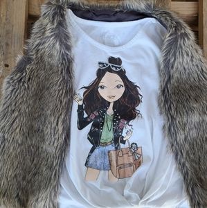 Top with fur vest